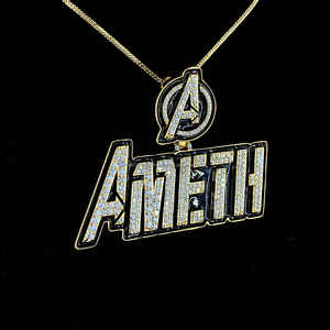 Lujo Hip Hop Iced Out Custom Black Esmalte Carta Colgante S925 Plata 14K Chapado en oro Moissanite Diamond Bali Logo Colgante - Product Image 2