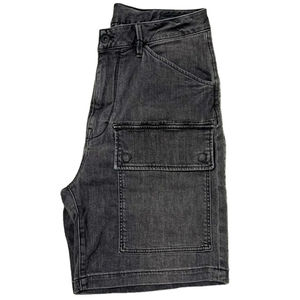 Pantalones Cortos Cargo Gris Oscuro para Hombre, Cintura Media, Cierre de Botones, Estilo Workwear de Lona de Algodón Tejida, Color Sólido, con Bolsillos - Product Image 2