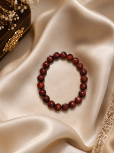 Classic Wooden <b>Beaded</b> <b>Bracelet</b> Red Jasper Natural Stone Unisex Fashion Jewelry - Product Image 2
