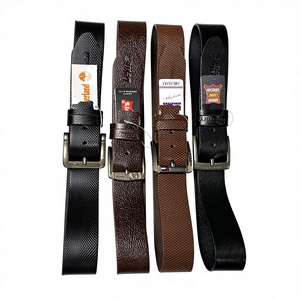 High Quality Genuine Cow Hide Men's Belt Brown Black Vintage Square Custom Length Steel Buckle Waterproof Durable 3.8CM Width - Product Image 3