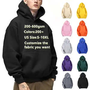 Sudadera con Capucha Negra Lisa de Algodón Grueso de 400 Gsm para Hombre, de Alta Calidad para Impresión Puff, Gruesa para la Temporada de Primavera, Diseño de Logotipo Personalizado - Product Image 2