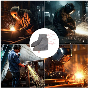 Couvre-chaussures de soudeur en cuir de vachette pleine fleur de haute qualité, résistants aux étincelles, pour la lutte contre les incendies, protection robuste des pieds pour la construction - Product Image 6