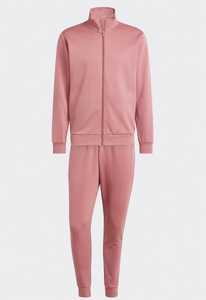 Men Pink Full <b>Zip</b> <b>Hooded</b> Tracksuit Solid Color Stand Collar Casual Spring Wear with Side Pockets Regular Fit Polyester - Product Image 4