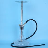 Chicha en acier inoxydable avec base en verre argenté, grande taille, avec plusieurs sorties de fumée