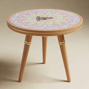 Wholesale Custom Hand-Painted Meena Art <b>Stool</b> Durable Solid Wood Tripod Pedestal Multi-functional Ethnic Side <b>Table</b> - Product Image 1