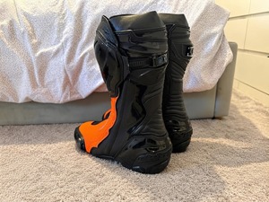 Black Orange Genuine Leather Motorcycle Racing Boots Protective Motorbike Riding Shoes - Product Image 2