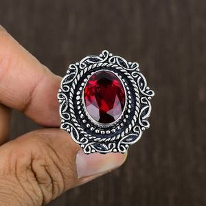 Oxidized Sterling Silver Pink Tourmaline Ring <b>Boho</b> Statement Ring Size 8 Handmade Gemstone Jewelry Unique Gift For Women - Product Image 2