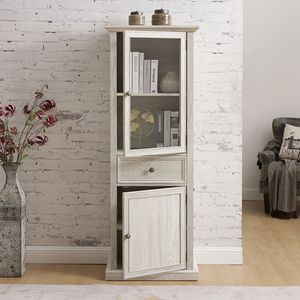 Credenza Alta Autoportante con Ante in Vetro e Ripiani, Mobile Contenitore con Cassetti per Soggiorno - Product Image 6