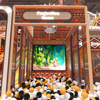Parc de jeux intérieur sur le thème des tribus de l'Empire des Animaux, zone labyrinthe, projecteur, jeux interactifs