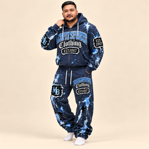 <b>Graphic</b> <b>Zip</b> <b>Up</b> <b>Hoodie</b> And Sweatpants Set REXFIT SPORTS Unisex Print Tracksuit Distressed Patches Custom Label Wholesale - Product Image 3
