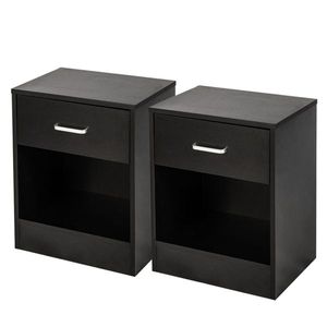 Comodini neri da 2 pezzi con cassetto, elegante accessorio per l'arredamento - Product Image 6