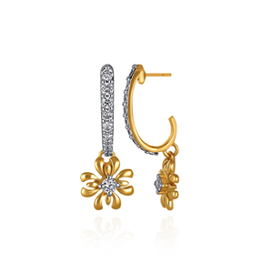 Boucles d'oreilles carrées creuses en or rose avec accent de diamant de laboratoire, bijoux tendance pour femmes en or 18 carats - Product Image 3