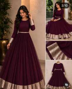 New Design of Georgette <b>Gown</b> With Border Lace Work Pakistani Style Salwar Kameez For Ladies Partywear Wedding Wear <b>Gown</b> Dupatta - Product Image 2