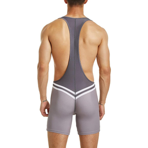 Débardeur de lutte gris ajusté pour homme en Spandex et Nylon – Équipement d'entraînement d'arts martiaux - Product Image 3