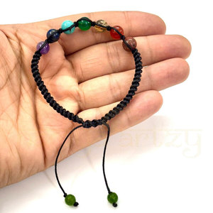 Adjustable Black Cord 7 Chakra <b>Bracelet</b> Yoga Meditation Healing <b>Crystal</b> Beads Handmade Spiritual Jewelry for Women Men - Product Image 2
