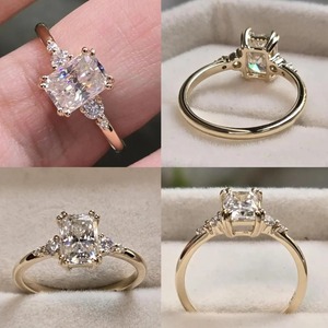 Luxury Gold Silver Ladies <b>Ring</b> Yellow White Rose Gold Finish Moissanite CVD Colour Stone <b>CZ</b> EGL VVS2 D Radiant Round 1.20 CTS VS - Product Image 4