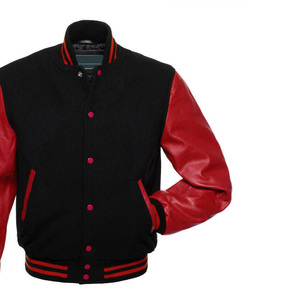 แจ็คเก็ตเบสบอลแบบ Letterman Varsity คุณภาพดีสั่งทำขายส่งสำหรับผู้ชาย ตัวเสื้อทำจากผ้าขนสัตว์ แขนเสื้อทำจากหนัง สวมใส่สบายสำหรับฤดูหนาว - Product Image 3