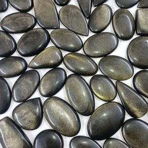 Lot de cabochons en obsidienne dorée naturelle, lot de pierres précieuses en obsidienne à reflets dorés, lot de pierres précieuses en obsidienne en gros pour la fabrication de bijoux - Product Image 1