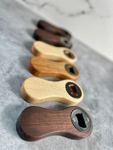 Custom Logo Magnetic Stainless Steel Bottle <b>Opener</b> with Wooden Handle Refrigerator Sticker Beer <b>Opener</b> - Product Image 6