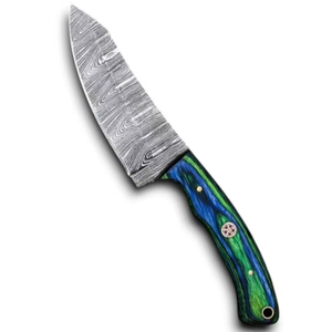 Couteau de survie EDC artisanal en acier Damas, pointe tombante, lame pleine, biseautée, ultra-affûtée, pour camping, chasse, extérieur, vente en gros OEM/ODM - Product Image 1