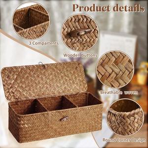 Cesta rectangular compartimentada de algas marinas, cesta de almacenamiento hecha a mano, venta al por mayor, ecológica, hecha en Vietnam - Product Image 5