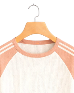 เสื้อยืดแขนยาวสีขาวพีชแบบแร็กแลนสำหรับผู้ชาย ผ้าริบ 100% คอตตอน คอกลม สไตล์ลำลอง เสื้อเบสบอล ผู้ผลิตและจำหน่าย OEM - Product Image 5