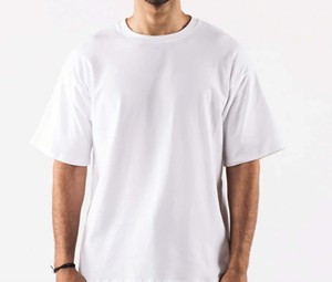 เสื้อยืดลำลองผู้ชายผ้าคอตตอนถัก 100% แบบใหม่ สไตล์สตรีทแวร์ ทรงโอเวอร์ไซส์ ไหล่ตก ตัดเย็บคุณภาพสูง เนื้อผ้าหนา - Product Image 1