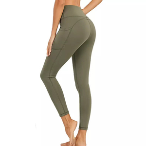Seamless Eco-Friendly Light Pink Women's Gym <b>Leggings</b> <b>Pockets</b> Cute Feminine Yoga Fitness <b>Legging</b> Fashionable Yoga Workout - Product Image 2