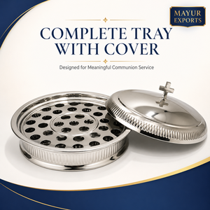 Bandeja de Comunión de Acero Inoxidable con 40 Compartimentos, Plato para Servir con Tapa y Asa en Forma de Cruz, Tamaño Personalizado - Product Image 3
