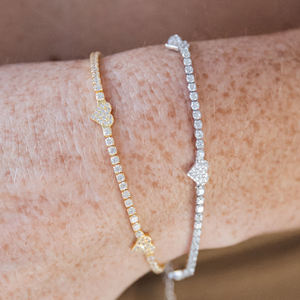 RAMDUT IMPEX Unisex Silver Plated Tennis Bracelet Brilliant Cut Moissanite Channel Setting Trendy Design GRA Anniversary <b>Gift</b> - Product Image 3