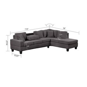 Divano Sezionale Reclinabile in Stile Moderno, Grigio, Mobili per Soggiorno in Legno - Product Image 5