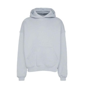 เสื้อฮู้ดดี้โอเวอร์ไซส์ผู้ชาย สีน้ำเงินล้วน ผ้าฝ้ายเฟรนช์เทอร์รี่ สวมใส่สบายๆ สำหรับฤดูใบไม้ร่วง สินค้ามาใหม่ มีจำหน่ายแล้ว - Product Image 3