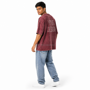 เสื้อยืดผู้ชายลายกราฟิกแบบฟอกสี 100% ผ้าฝ้าย รับผลิตตามสั่ง ขายส่งจำนวนมาก พิมพ์โลโก้ตามสั่ง เสื้อเปล่าเรียบง่าย สไตล์ลำลอง ทรงโอเวอร์ไซส์ - Product Image 3