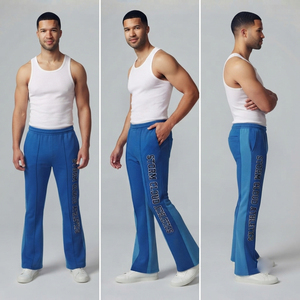 Pantalones de chándal acampanados para hombre con cordón en la cintura, estilo urbano, de invierno, de forro polar, holgados y de pierna ancha - Product Image 5