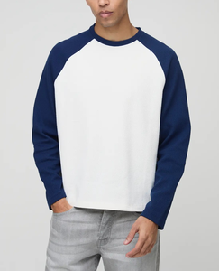 T-shirt à manches longues pour homme de qualité supérieure, coupe ample et ajustée, design OEM personnalisé avec logo de marque, coloris contrastés, 100% coton, 240 GSM - Product Image 1