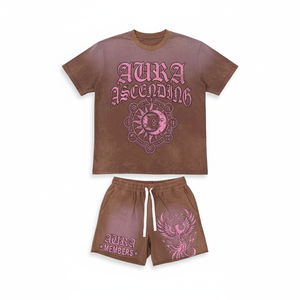 Conjunto de Camiseta de Verano de Dos Piezas con Logotipo Personalizado, Impresión DTF, Tejido Transpirable, Estilo Hip-Hop, Tallas Grandes, para Hombre - Product Image 4