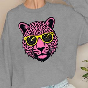 Gafas de sol estilizadas Rosa cabeza de leopardo sudaderas de mujer - Product Image 2