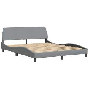 Cadre de lit Hvar en tissu gris clair 59,8''x79,9'' sans matelas, lits rembourrés - Product Image 4