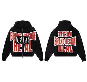 Custom <b>Full</b> Zip Graphic Hoodie Mens Y2K <b>Skeleton</b> Print Heavyweight Oversized Fleece Sweatshirt Streetwear <b>Full</b> Zip Up Hoodies - Product Image 2
