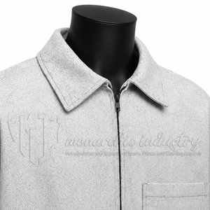 Chemise décontractée pour homme à manches courtes avec fermeture éclair, col rabattu, couleur unie, sergé, ODM, collection printemps, 100 % coton biologique, écologique - Product Image 6