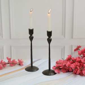 Handmade Iron Palace <b>Candlestick</b> Holder Set of 2 Durable <b>Black</b> Metal Candle Holders for Home Decoration - Product Image 4