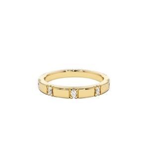 Bague de mariage en diamant à tête de terre ronde, anneau empilable, bijoux de mariée, Design de fiançailles élégant, bague en or jaune massif 18k - Product Image 1