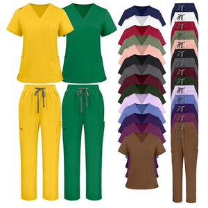Uniforme Médico de Spa y Manicura al por Mayor OEM: Blusa con Cremallera y Cuello en V y Pantalones de Pierna Recta para Enfermería - Product Image 1