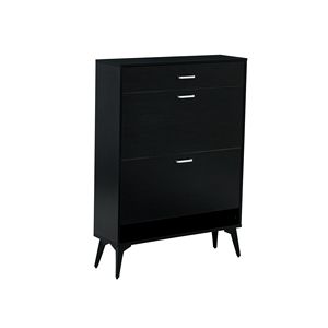 Scarpiera Nera con Ripiani Portaoggetti, Eleganti Portascarpe - Product Image 2