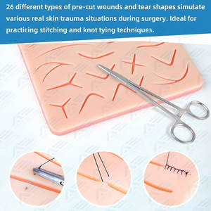 Tapis d'entraînement à la suture en silicone grand format avec plaies pré-découpées, matériel en acier inoxydable, pour la formation des étudiants en médecine, version améliorée - Product Image 5