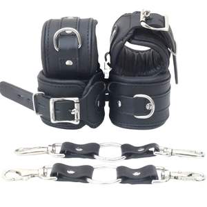Juego de Restricciones de Muñeca y Tobillo de Cuero Genuino con Anillos en D y Hebillas Seguras - Product Image 1