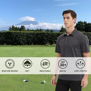 2025 hombres de manga corta para Polos de secado rápido que absorbe la humedad rendimiento Casual trabajo Golf camisas Regular-Fit antiarrugas - Product Image 4
