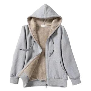 Hiver Femmes Hoodies Coton Coréen Zipper Cardigan Épaissi Hiver Chaud Loose Fashion Hooded Outwear Jackets Solid Sweatshirt - Product Image 1
