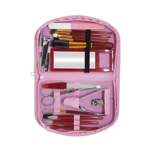 Ensemble de manucure 10 pièces, étui rond rose à fermeture éclair, outils professionnels en acier inoxydable, kit de soins personnels portable pour les voyages - Product Image 2