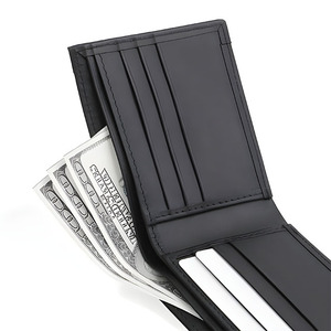 Premium Genuine Leather Mens Bifold <b>Wallet</b> Black Textured Animal Pattern Slim Multi Card Slots Functional Pocket Units For <b>Cash</b> - Product Image 4
